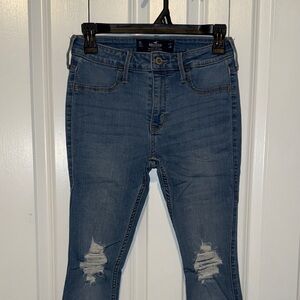 Hollister Women's Distressed Skinny Jeans - Blue